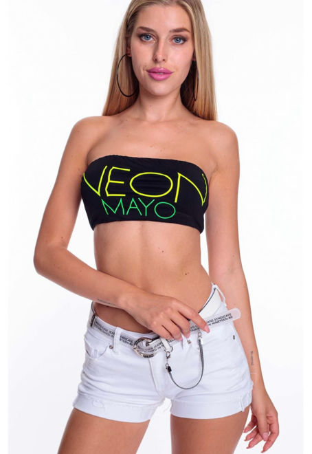 Kép: Mayo Chix Fekete Neon Zöld Feliratos Top