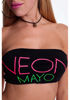 Kép: Mayo Chix Fekete Neon Pink Feliratos Top