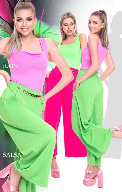 Kép: Mayo Chix Zöld Láncos Öves Bőszárú Lenge Salsa Nadrág