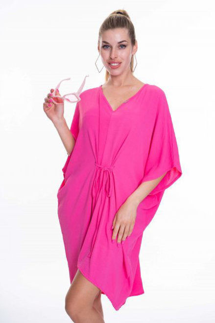 Kép: Mayo Chix Pink V Kivágású Kötős Lezser Alba Ruha