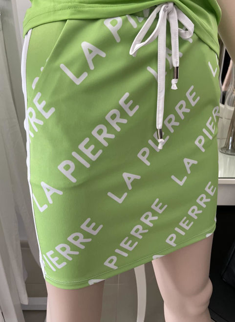 Kép: La Pierre Zöld Fehér Feliratos Kötős Zsebes Szoknya