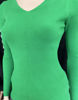 Kép: Zöld V Kivágású Bprdás Kötött Hosszú Ujjú Felső