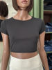 Kép: Fekete Rövid Ujjú Kerek Nyakú Crop Top