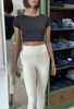 Kép: Fekete Rövid Ujjú Kerek Nyakú Crop Top