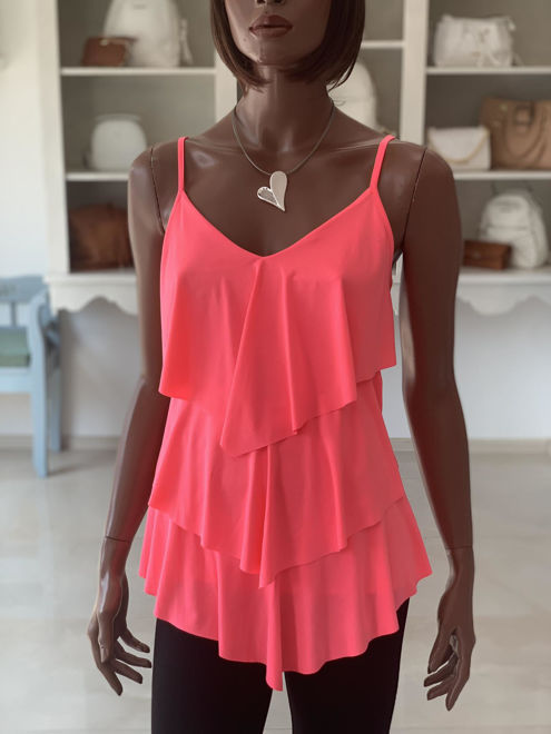 Kép: MISSQ Neonpink Fodros Pántos Frézia Felső