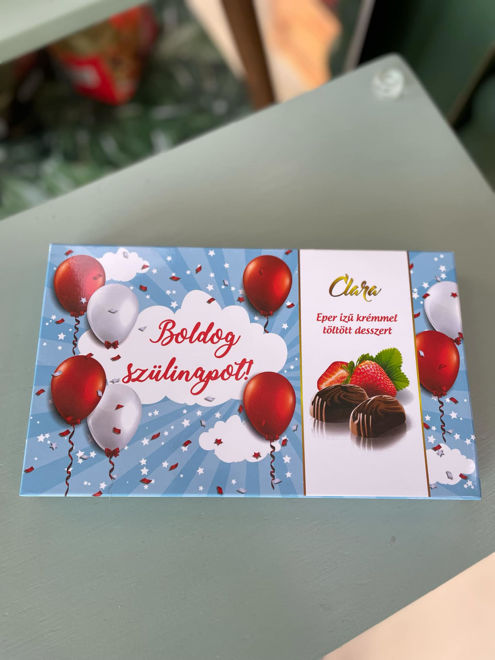 Kép: Clara-Boldog Szülinapot- Eper Ízű Krémmel Töltött Desszert- 125g
