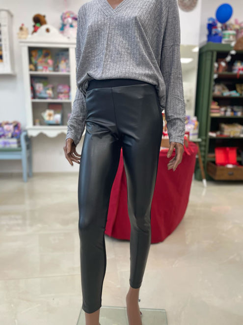 Kép: Elől Műbőr Hátul Pamut Leggings Nadrág