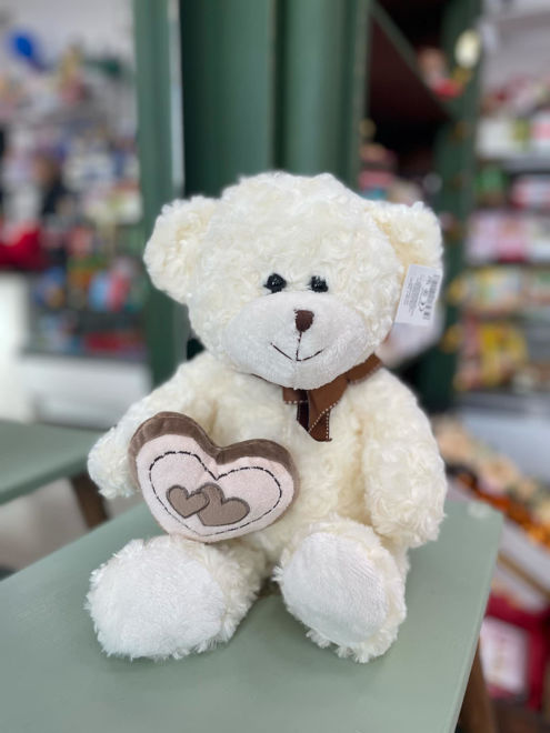 Kép: Plüss Fehér Szíves Maci 28cm