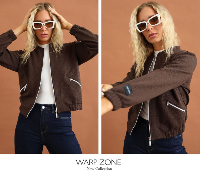 Kép: Warp Zone Barna Cipzáros Kardigán