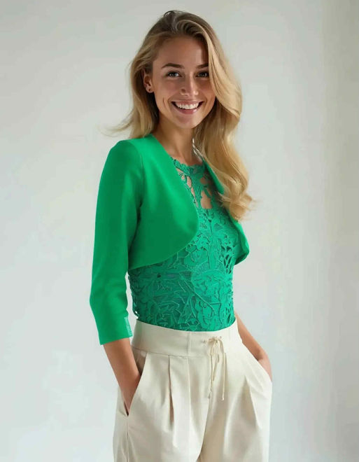 Kép: T&T Zöld 3/4-es Ujjú Bolero