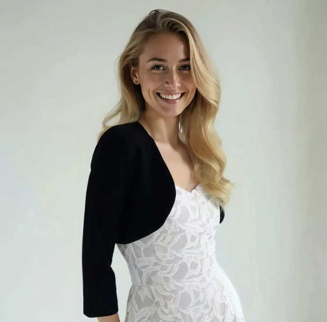 Kép: T&T Sötétkék 3/4-es Ujjú Bolero