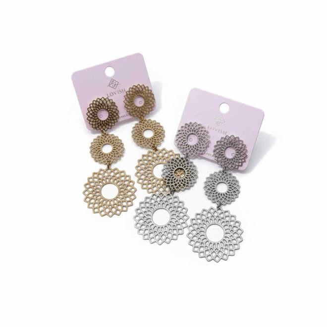 Kép: Arany Virág Alakzatú Hosszú Fülbevaló