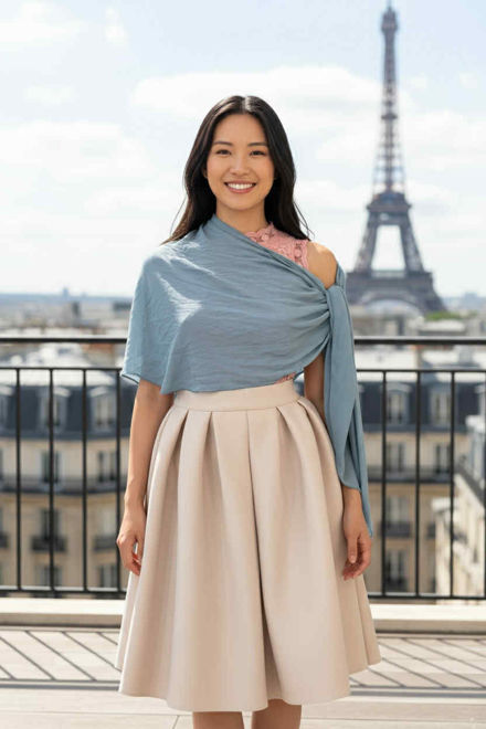 Kép: Kékesszürke Muszlin Vállkendő