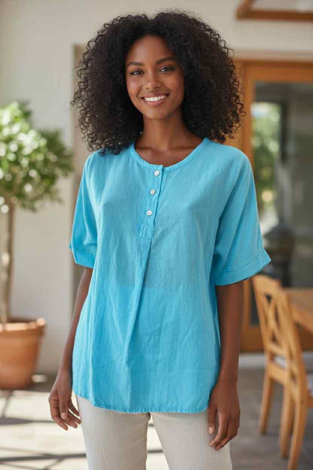 Kép: Kék Gombos Lenge Felső