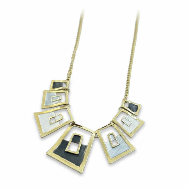 Kép: Arany Fekete Ezüst Lánc Fülbevaló-Lánc Szett