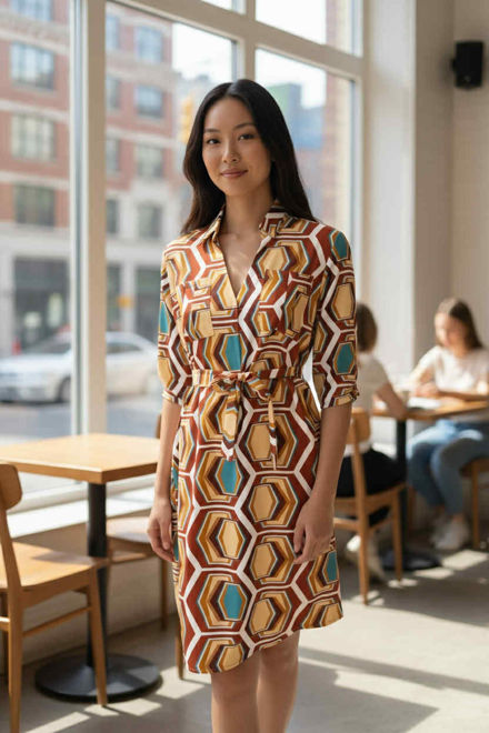 Kép: Robrow Barna Kék Mintás Ing Ruha Kötővel