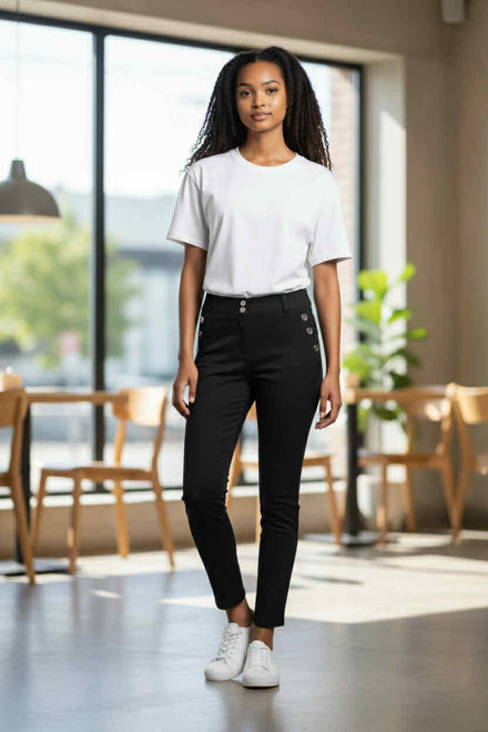 Kép: Extyn Fekete Ezüst Gombos Csőszárú Punto Nadrág