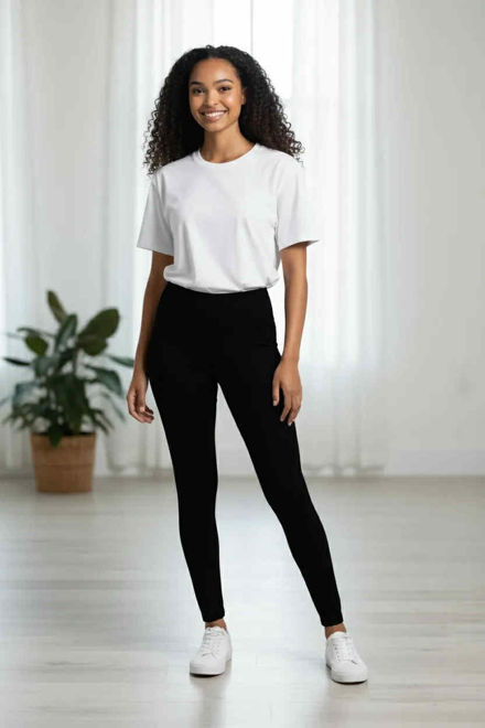 Kép: Verona Fekete Magasderekú Passzés Cicanadrág / Leggings