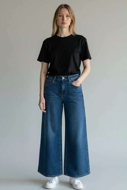 Kép: Sötétkék Trapéz Farmernadrág