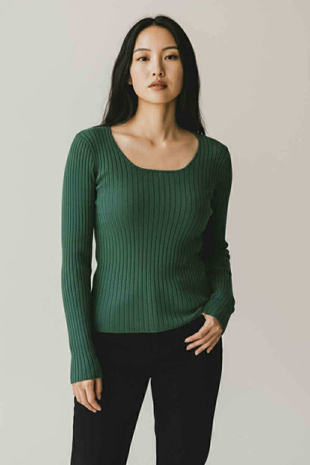 Kép: Mélyzöld Kereknyakú Kötött Felső