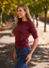 Kép: Envy Burgundi 3/4 Ujjú Húzott Felső