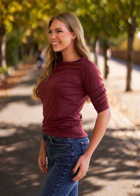 Kép: Envy Burgundi 3/4 Ujjú Húzott Felső