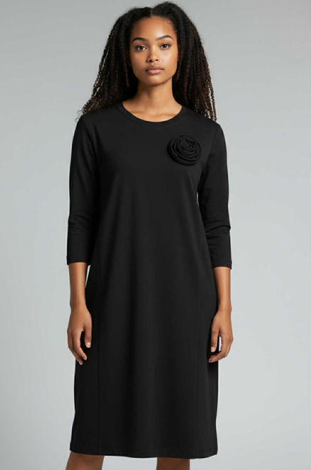 Kép: Fekete Hosszú Virág Díszes Ruha