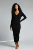 Kép: Fekete Kötött Hosszú V Kivágású Ruha