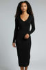 Kép: Fekete Kötött Hosszú V Kivágású Ruha