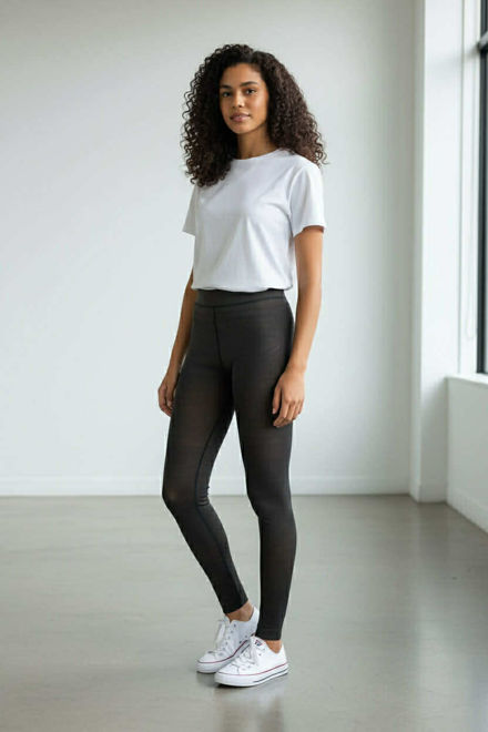 Kép: Bélelt Fekete Enyhén Fényes  Harisnya