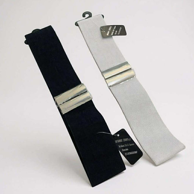 Kép: Ezüst Csattos Gumis Öv Fekete és Fehér